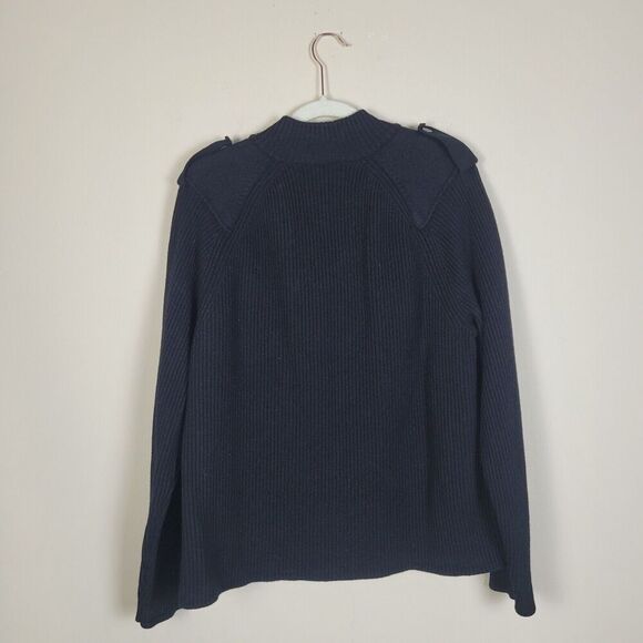 Banana Republic Sweater Men XL Black Wool Ribbed Pullover Heavyweight Epaulettes - Picture 2 of 5